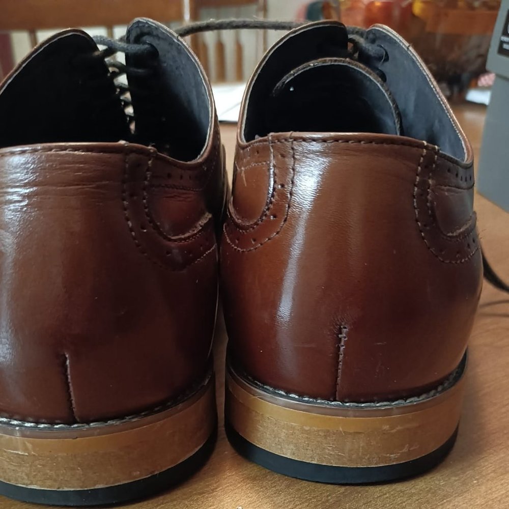 Stacy Adams Dunbar Wingtip Oxfords, Tan Size 11.5 Like New Condition - Picture 5 of 7